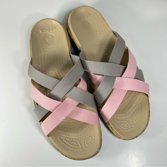 Crocs Edie Stretch Criss-Cross Strappy Slip On Slide Sandal 14966; Women’s Sz 10 - Picture 8 of 14